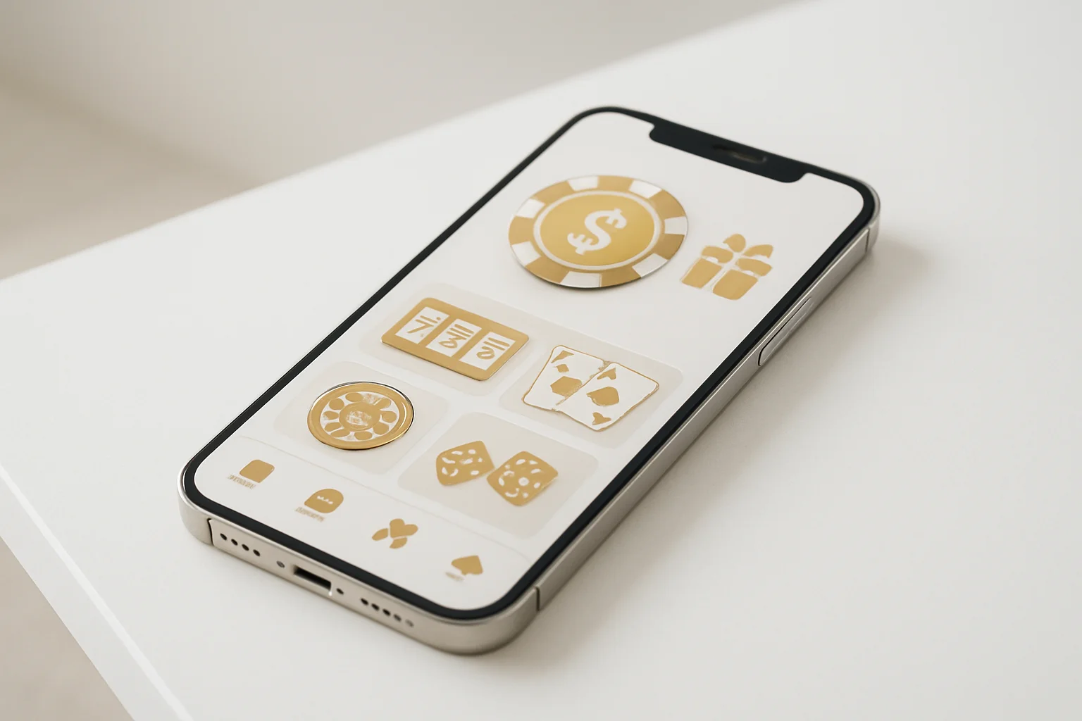 Casino App Interface Modern smartphone displaying sleek casino app games and bonus offers